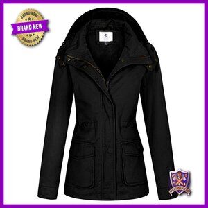 Lightweight Cotton Anorak Jacket Military Style Hooded Casual Utility Coat